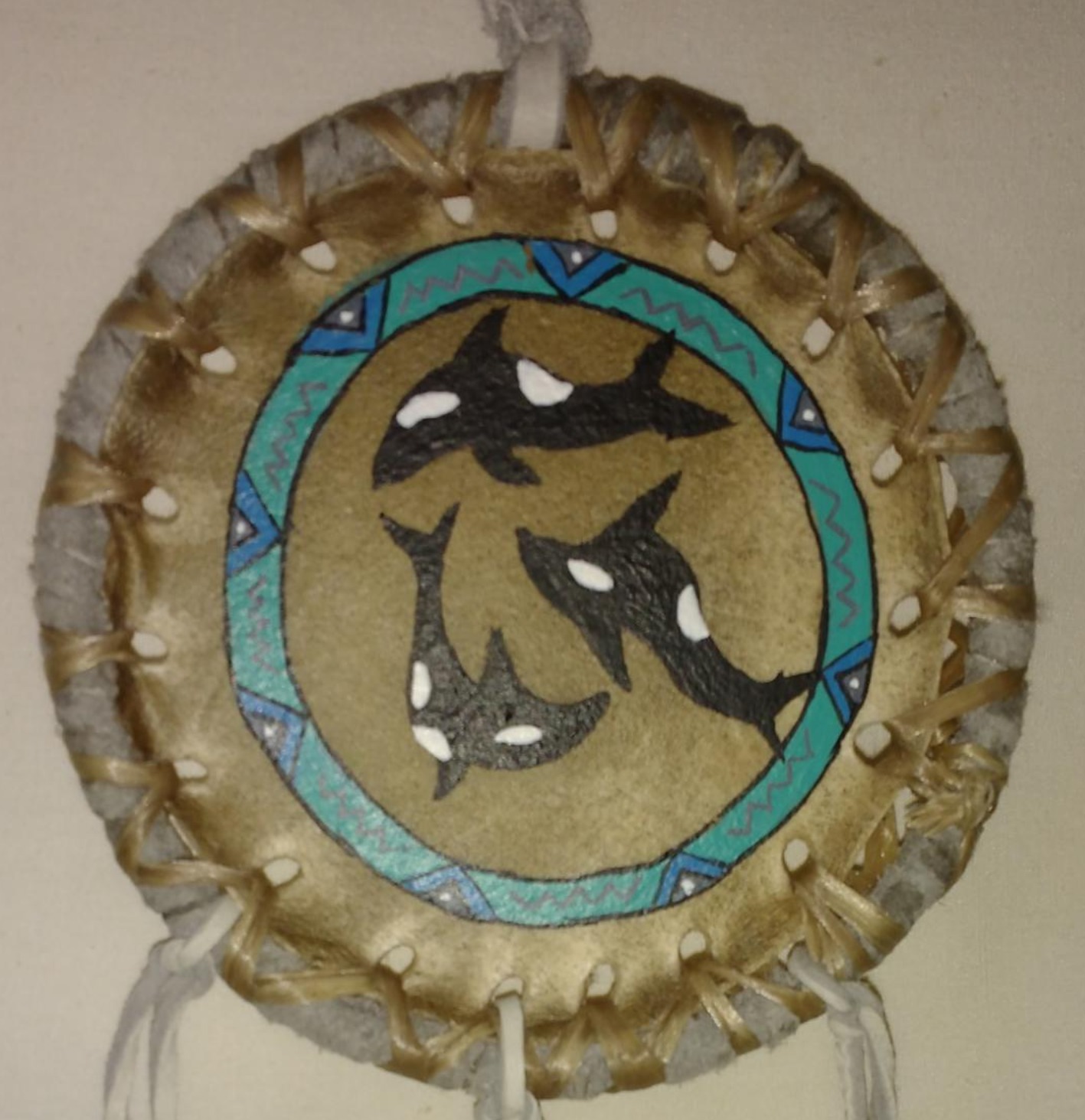 TotemAnimalOrca.jpg Hand Painted Mini Totem Animal Shields by The Drum People